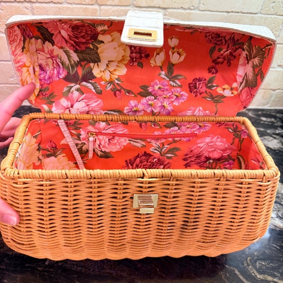 Brahmin Tracy Satchel Wicker Handbag - Pearl Haring Genuine Leather - Picture 2 of 8